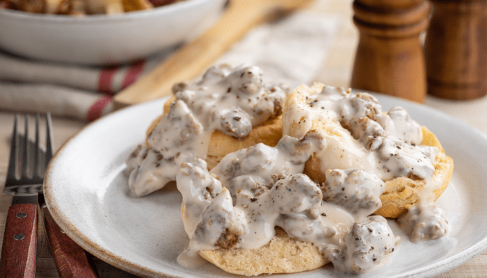 Waffle biscuits and Gravy